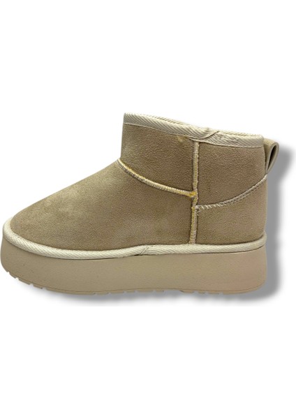 034-26 Anatomik Süet Deri Kürklü Kalın Taban Kadın Bot 36-40 modelleri