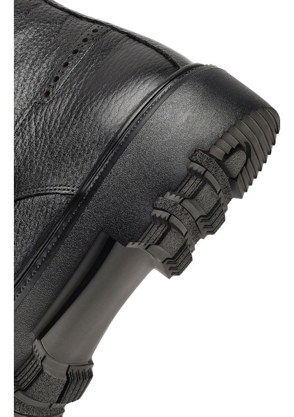 Erkek Siyah Fermuarlı Deri Casual Bot 25WFD6717FT