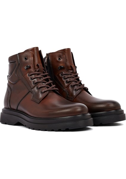 Erkek Kahverengi Fermuarlı Deri Casual Bot 25WFD642818 fırsatları