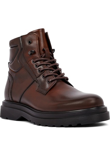 Erkek Kahverengi Fermuarlı Deri Casual Bot 25WFD642818