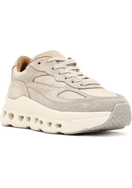 Kadın Bej Bağcıklı Kalın Tabanlı Deri Sneaker 25AFD142014