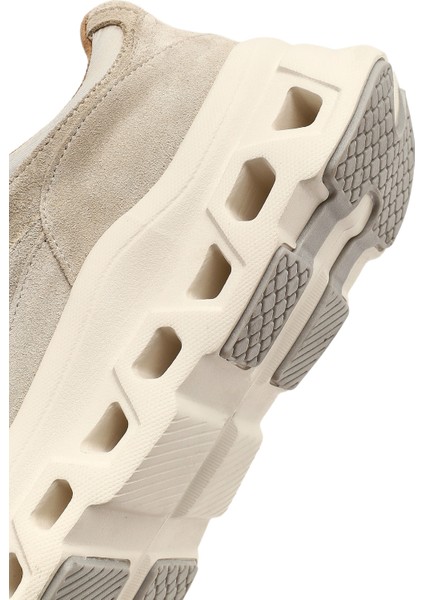 Kadın Bej Bağcıklı Kalın Tabanlı Deri Sneaker 25AFD142014