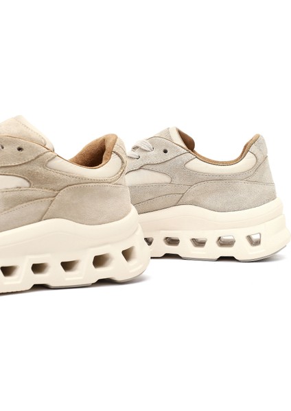Kadın Bej Bağcıklı Kalın Tabanlı Deri Sneaker 25AFD142014