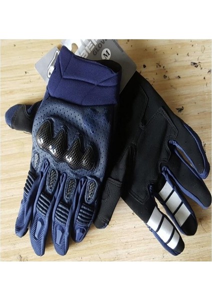 Tam parmaklı suni karbon elyaflı kaymaz ve aşınmaya dayanıklı motosiklet eldiveni (Yurt Dışından)