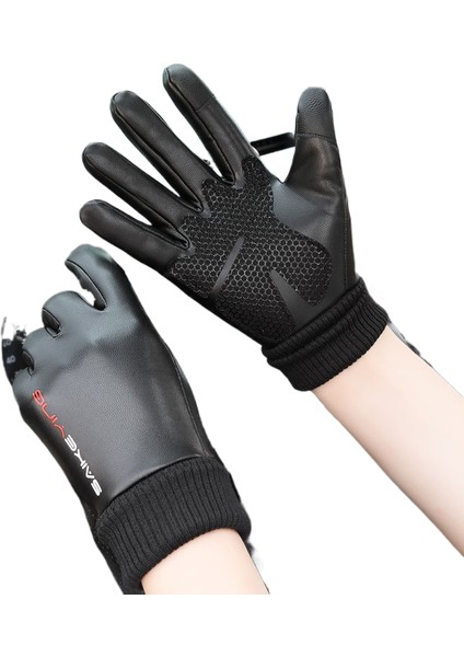 Sonbahar-Kış Isıtmalı, Yünlü, Kaymaz Dokunmatik Ekranlı Bisiklet Eldivani (Yurt Dışından)