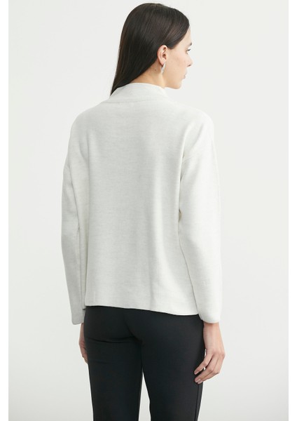 Oversize Dik Yaka Triko Kazak - Kemik indirimleri