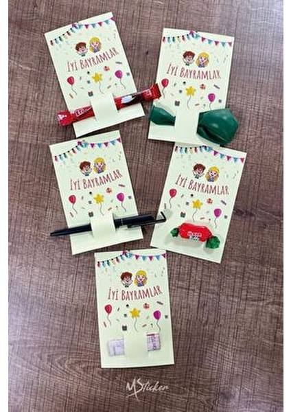 Bayram Tebrik Kartı 10 Adet 9x14 cm Renkli Tasarım İyi Bayramlar Temalı fırsatları