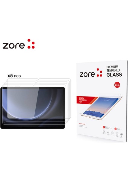 Galaxy Tab S9 Fe Uyumlu Tkdw 5in1 Tablet Temperli Cam Ekran Koruyucu-Renksiz