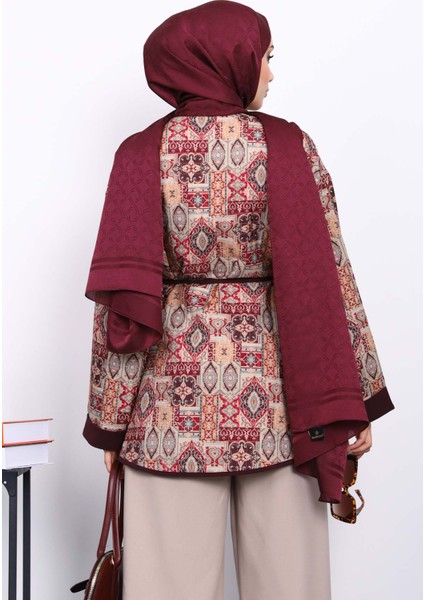 Mürdüm Etnik Desenli Çıtçıtlı Ceket fırsatları
