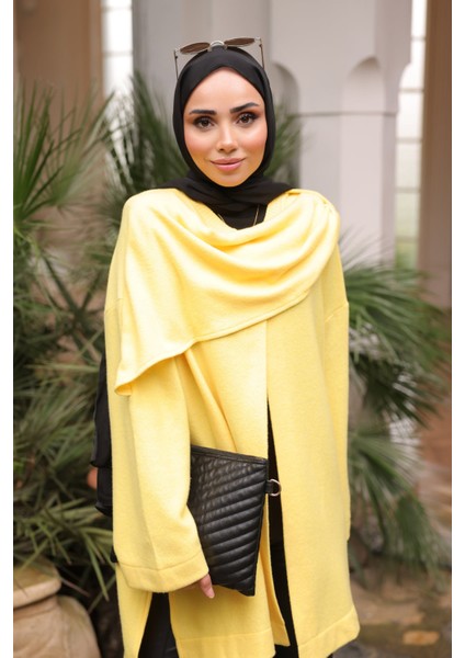 Sarı Şal Detaylı Dokulu Hırka modelleri