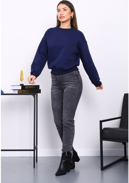 Lacivert Bisiklet Yaka Üç İplik Sweat fiyatları