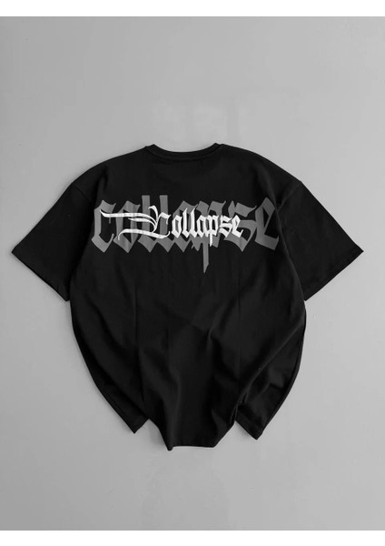 20/1 Penye Compack Unisex Baskılı Oversize Bisiklet Yaka Kısa Kol Yazlık T-Shirt - Siyah fiyatları