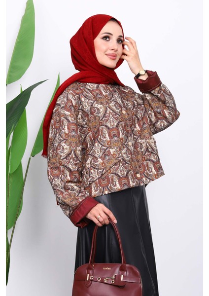 Taba Etnik Desenli Kısa Ceket