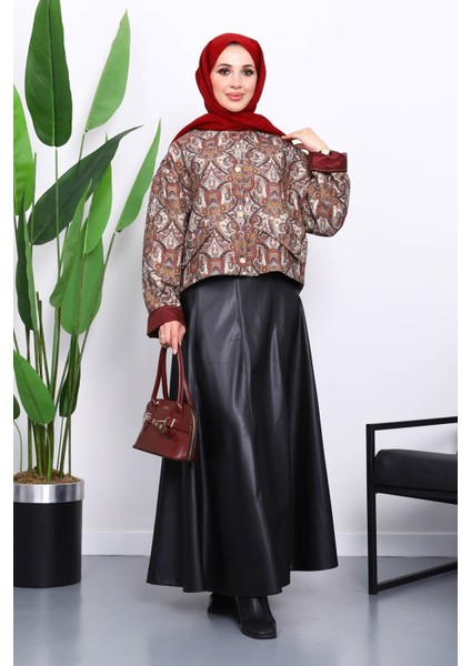 Taba Etnik Desenli Kısa Ceket fiyatları