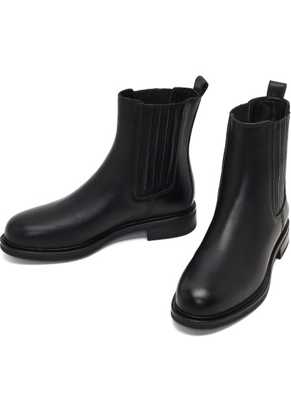 Kadın Siyah Deri Chelsea Bot 25WFD230218 modelleri
