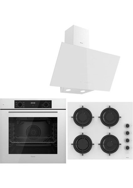 Whıte Plus Serisi 3lü Cam Ankastre Set (QBL63CB-CS206-D078)