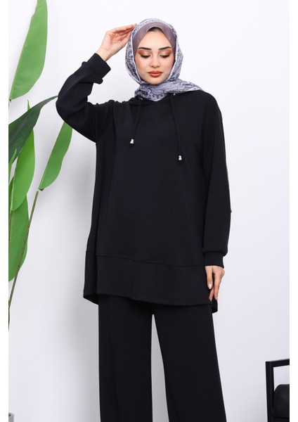 Siyah Kapşonlu Tunik Pantolonlu Takım modelleri