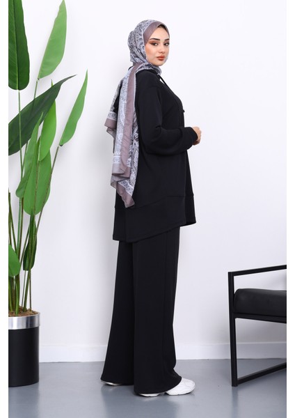 Siyah Kapşonlu Tunik Pantolonlu Takım fırsatları
