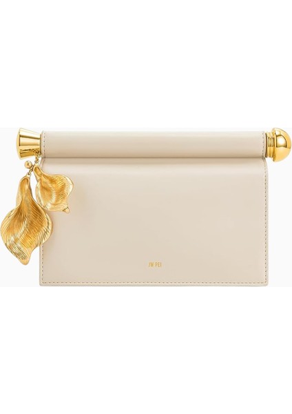 Holly Metal Pendant Embellished Vegan Deri Portföy Kadın Clutch Çanta