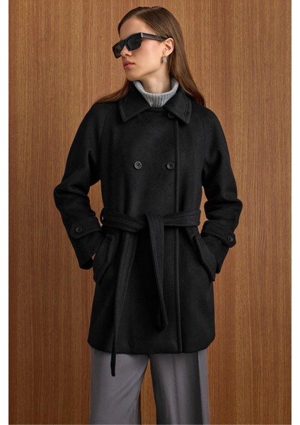 Reglan Kol Kruvaze Kısa Kaban SİYAH 3150