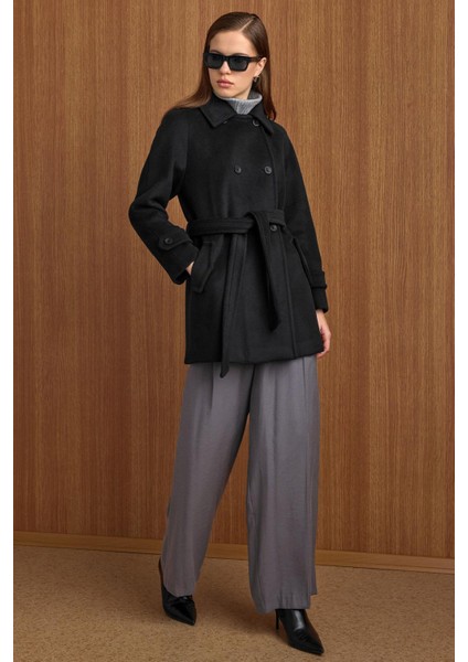 Reglan Kol Kruvaze Kısa Kaban SİYAH 3150