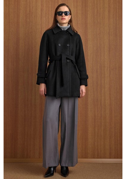 Reglan Kol Kruvaze Kısa Kaban SİYAH 3150