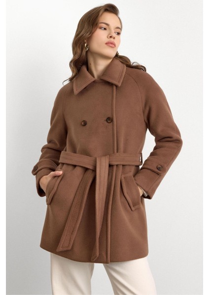 Reglan Kol Kruvaze Kısa Kaban A.KAHVE 3150