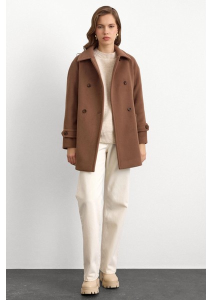 Reglan Kol Kruvaze Kısa Kaban A.KAHVE 3150