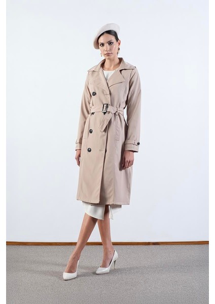Imperatrice Kruvaze Yaka Kuşaklı Trençkot Bej fiyatları