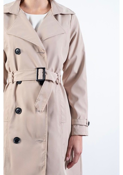 Imperatrice Kruvaze Yaka Kuşaklı Trençkot Bej modelleri