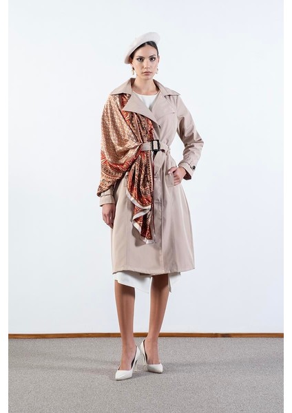 Imperatrice Kruvaze Yaka Kuşaklı Trençkot Bej fırsatları