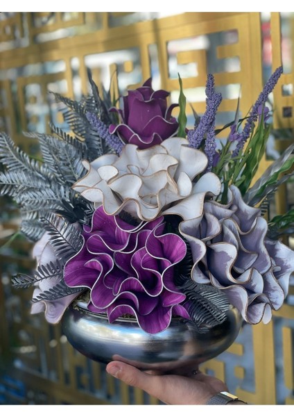 Yapay Çiçek Aranjmanlı Gümüş Vazo fiyatları