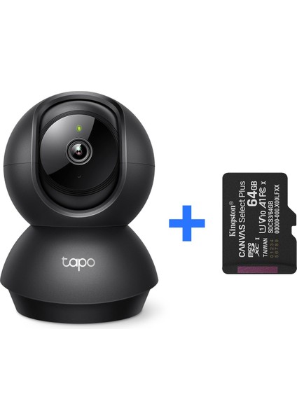 Tapo C211 2k 3mp Yatay ve Dikey Ev Güvenliği Wi-Fi Kamerası + Kingston Canvas Select Plus 64GB Microsd