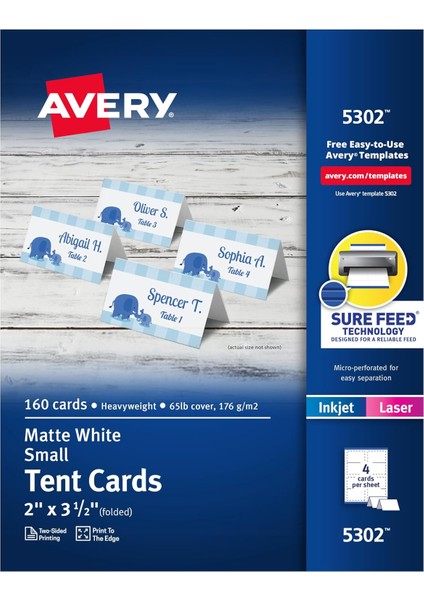 5302 Küçük Çadır Kart, Beyaz, 2 x 3 1/2, 4 Kart/(Box 160)