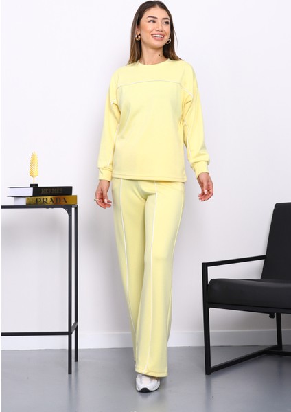 Sarı Biye Detaylı Sweat Pantolonlu Takım fiyatları