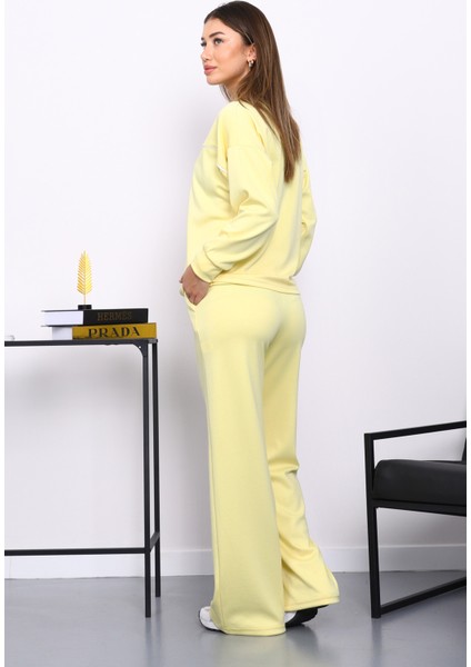 Sarı Biye Detaylı Sweat Pantolonlu Takım fırsatları