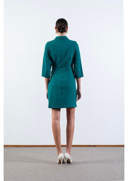 Crescenzo Şal Yaka Toka Detaylı Elbise Zümrüt fırsatları