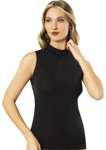 Likralı Penye Balıkçı Yaka Kolsuz Kadın Atlet – Esnek Basic Bluz Içlik, Vücuda Oturan Model