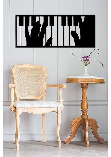 Piano Duvar Dekoru-Süsü, Ahşap Dekoratif Tablo Siyah 20 x 48 UNTNM357