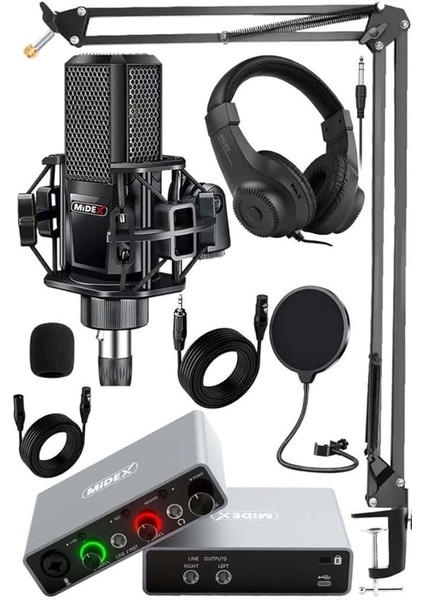 Central-Gr Pack-1 Stüdyo Kayıt Ekipmanları GLX-700GR Ses Kartı MX-2020 Stüdyo Mikrofon