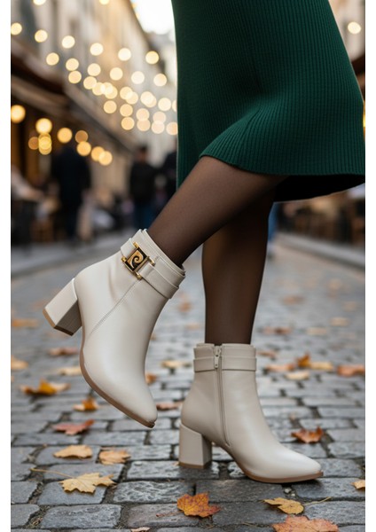 975 6 cm Topuklu Fermuarlı Kadın Bot