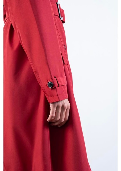Imperatrice Kruvaze Yaka Kuşaklı Trençkot Bordo