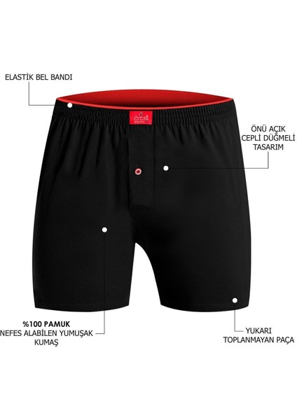 Erkek Boxer Battal Boy 3'lü Düğmeli, Süprem Kumaş (%100 Pamuk) fırsatları