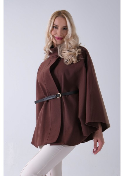 Kahve Hakim Yaka Tek Düğmeli Kemerli Panço 31050725.05 indirimleri