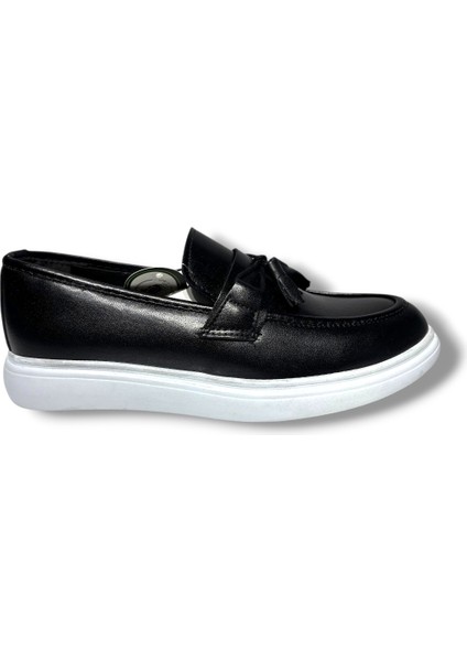 5140-26 Cilt Deri Fiyonklu Püsküllü Erkek Ayakkabı Siyah Beyaz fiyatları