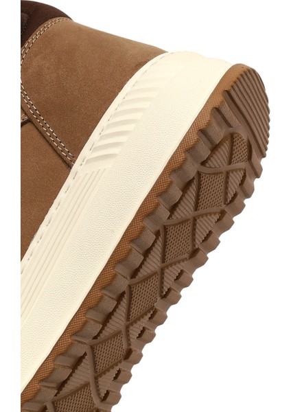 Erkek Bej Bağcıklı Kalın Tabanlı Nubuk Deri Spor Bot 25WFD6602V3