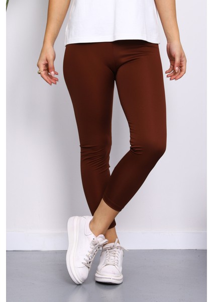 Kahverengi Yüksek Bel Şardonlu Dalgıç Tayt fırsatları