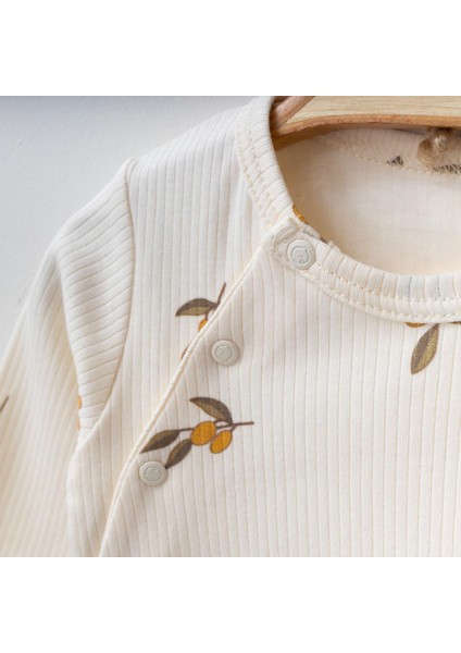 Yenidoğan Patikli Tulum Zeytin Baskılı Krem Bebek Tulum Kendinden Eldivenli Bebek Tulumu ve Şapka indirimleri