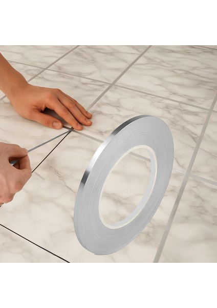 0.5 cm x 50 M Gri Arası Şerit – Su Geçirmez Kendinden Yapışkanlı Duvar ve Zemin Dekoratif Çıkartma