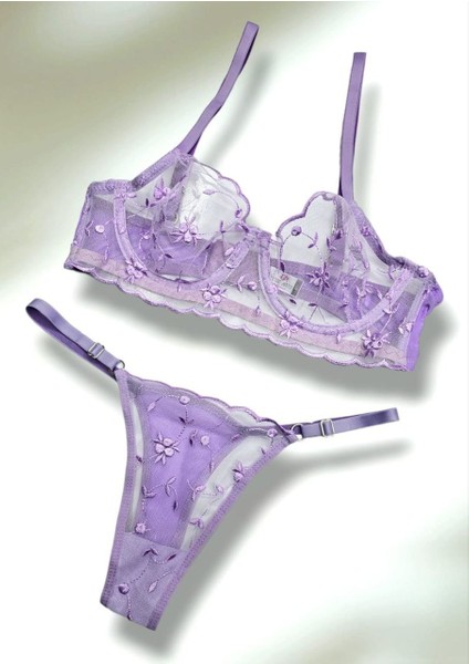 Lila Transparan Sütyen Takımı fiyatları